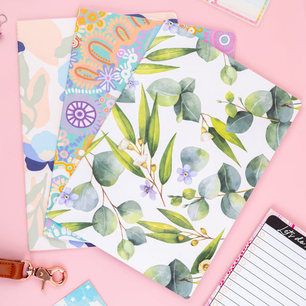 Premium Lined Notebook Set in 3 Designs - Curious Quokka, Dusky Bloom, Teal Country